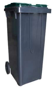 Poubelle à roulette 120 litres anthracite, couvercle vert